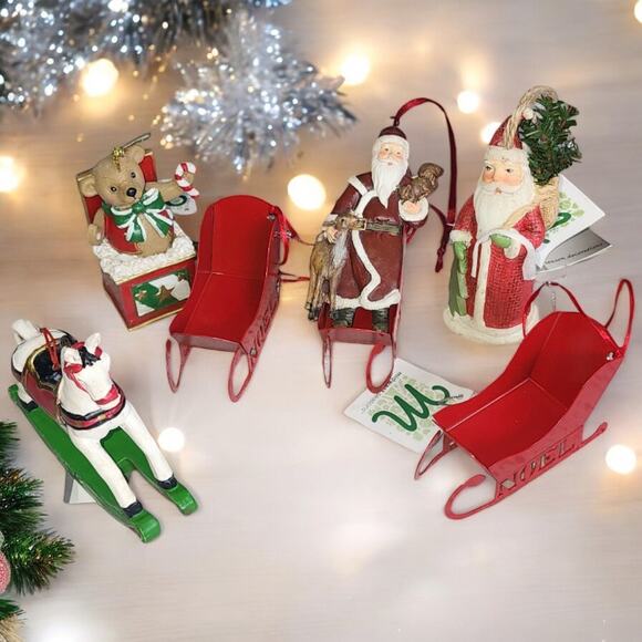 Miniature Christmas Holiday Hanging Ornaments 7 Pieces Midwest Seasons - Picture 5 of 5